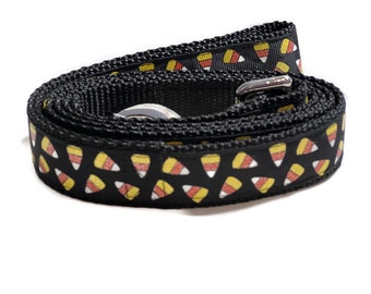 Halloween Dog Leash, Candy Corn, 1 inch wide, 1 foot, 4 foot, or 6 foot