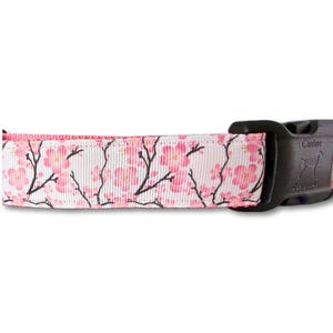 Collare per cani con fiori di ciliegio – Collare floreale per cani – Collare regolabile fatto a mano – Fibbia o catena a strozzo – S M L XL