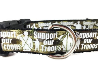 Dog Collar, Troops, 1 inch wide, adjustable, quick release, medium, 15-22 inches