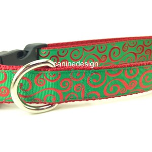 Christmas Dog Leash, Swirl on Green, 1 inch wide, 1 foot, 4 foot, or 6 foot image 2