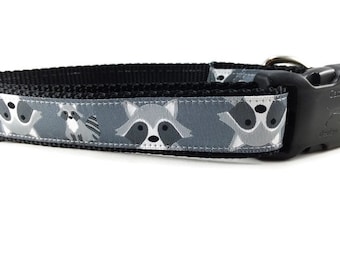 Raccoon Dog Collar – Woodland Animal Dog Collar – 1" Wide Adjustable with Buckle or Martingale – Handmade Forest-Themed Pet Gear