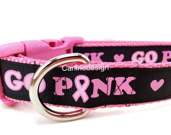 Hondenhalsband, roze, Breast Cancer, 1 inch breed, verstelbaar, snelsluiting, metalen gesp, martingaal, ketting, hybride, nylon