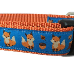 Collar de zorro para perro – Collar de bosque otoñal con hojas y bellotas – 2,5 cm de ancho, ajustable con hebilla o martingala – Artículos otoñales hechos a mano para perros