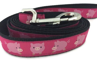 Dog Leash, Pigs, 1 inch wide, 1 foot, 4 foot, or 6 foot