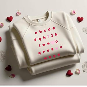 Alfabeto de amor para el día de San Valentín, diseño digital, te amo, letra de corazón, clipart, arte tipográfico romántico, lindas letras imprimibles, manualidades de bricolaje