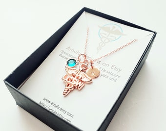 Collier LCSW en or rose - Collier de travailleur social clinique agréé - Collier LCSW personnalisé - Cadeau de travailleur social - Cadeau LCSW personnalisé