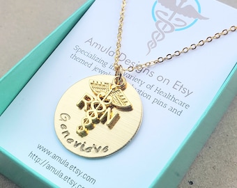 Gold RN necklace - BSN necklace -  Gold lvn necklace -  Gold PA necklace - Gold nurse necklace - gold lpn necklace - gold caduceus necklace