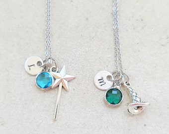 Wicked Musical Necklaces Elphaba and Galinda Necklace - Bad Witch Good Witch - Initial Handstamped Necklaces Wicked the Musical inspired