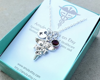 RT Radiologic Technologist; Registered Technologist; Respiratory Therapist Necklace - RT Personalized Necklace with Birthstone and Initial