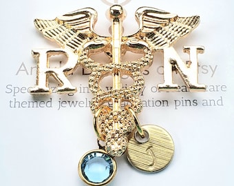 Personalized Gold RN Nurse Pin Nursing School Graduate Registered Nurse Pin Nursing Graduation Pin-Gifts For RN -RN Nursing Pinning Ceremony