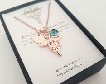 ICU Nurse Necklace, Intensive Care Unit Nurse Necklace - Rose Gold ICU Nurse necklace - Custom ICU Gift - Personalized icu  Nurse necklace