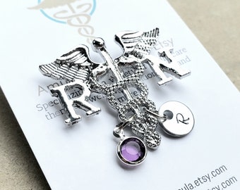 RN Registered Nurse Pin - Nurse Pin - Nursing Pin - Pin for Nurse Graduates - Silver RN pin - Pinning Ceremony Gift - Custom Nurse pin