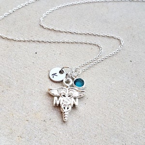MSN Master of Science in Nursing Necklace - MSN Birthstone and Initial Personalized Graduation Gift - MSN Gift for Nursing Student Staff
