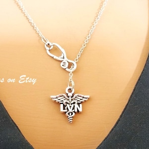 LVN Licensed Vocational Nurse Medical Caduceus Stethoscope Lariat Necklace
