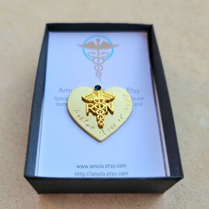 Gold Heart Nurse Pin Custom Yellow Gold Nurse Pin Gold Nurse Graduation Pin Pinning Ceremony Personalized Nurse Pin with Birthstone image 4