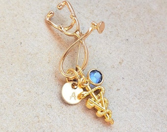 Gold Vet Veterinarian Medical Stethoscope - Vet Graduation Gift - Veterinarian Pin - Gold Vet Pin - Vet gift - Gold Veterinarian pin