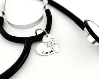 étiquette d'identification stéthoscope-étiquette stéthoscope personnalisée-étiquette nom stéthoscope/breloque stéthoscope personnalisé - étiquette d'identification stéthoscope infirmière - cadeau infirmière