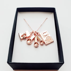 Rose Gold Baker Necklace - Rose Gold Baking Necklace - Chef Gift - Gift for a Baker - Measuring Spoon Necklace - Mothers Day Necklace Gift