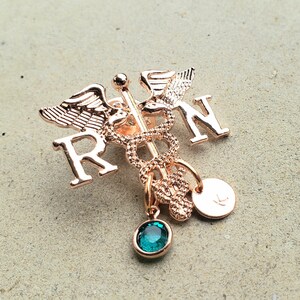 Rose Gold RN Pin Rose Gold Nurse Pin Nursing Pin Pin for Nurse Graduates Rose Gold RN pin Pinning Ceremony Gift Custom Nurse pin image 7