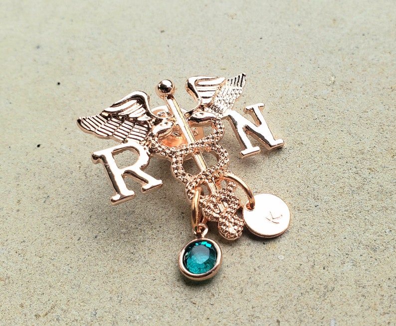 Rose Gold RN Pin Rose Gold Nurse Pin Nursing Pin Pin for Nurse Graduates Rose Gold RN pin Pinning Ceremony Gift Custom Nurse pin image 7