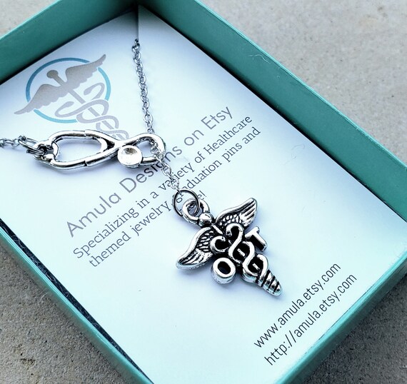 Caduceus Charm Sterling Silver with Antique Finish Caduceus Charm Sterling Silver with Antique Finish