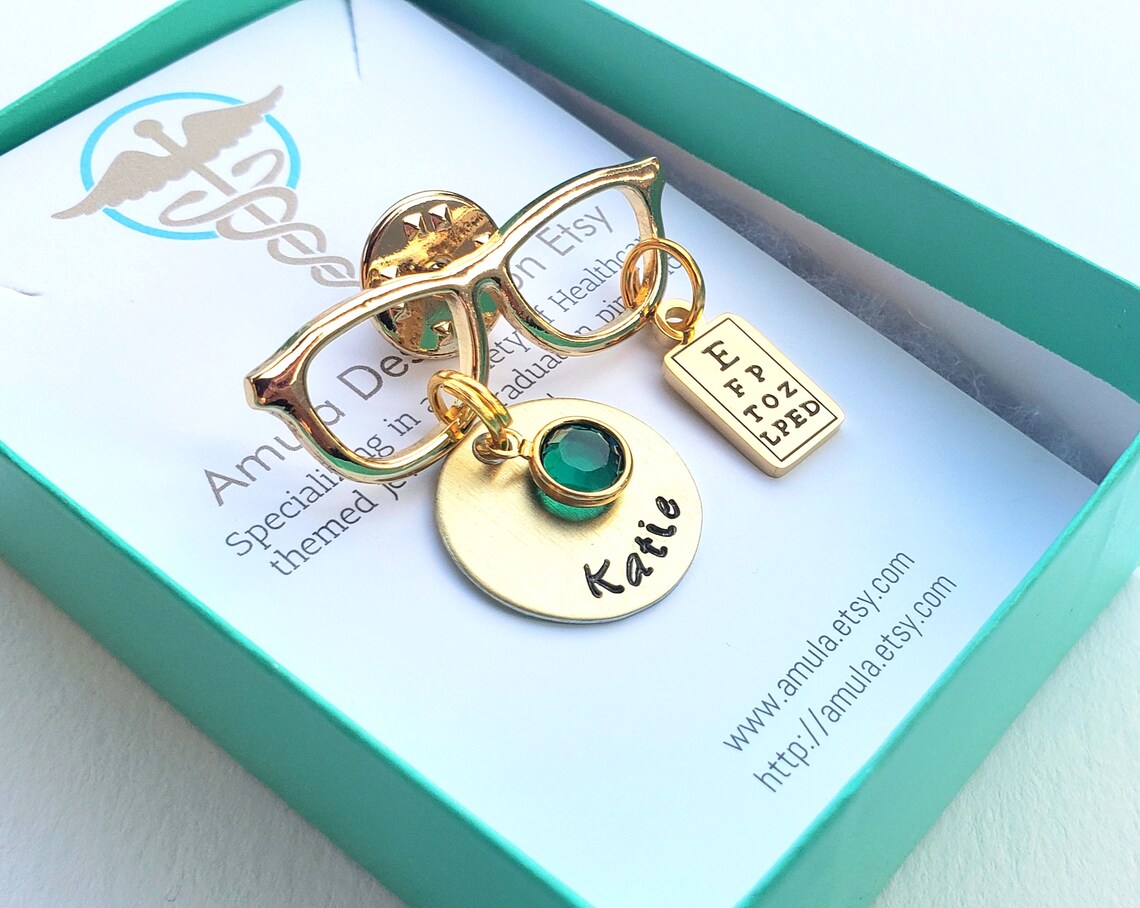 Gold Tone Optometrist Pin Ophthalmologist Gift Eyeglasses Etsy