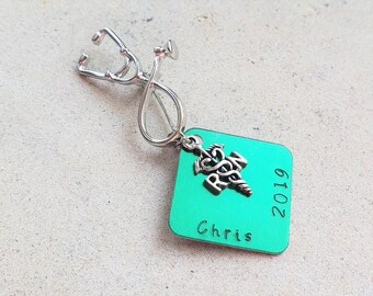 Green Nurse Pin - Blue Nurse Pin - Stethoscope Pin - Nurse Pin - Unisex Nurse Graduation - Pinning Gift - Personalized RN Pin - Nurse gift