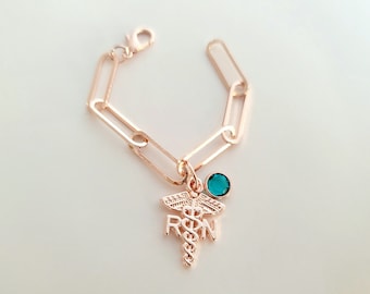 Breloque gobelet infirmière en or rose - breloque RN pour gobelet Stanley - breloque allaitement personnalisée pour gobelets à eau - breloques gobelet RN or rose