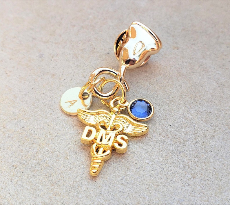 Gold DMS Diagnostic Medical Sonography Pin DMS Ultrasound Pin gold DMS pin sonographer gift Gold Ultrasound Wand Lapel Pin image 6