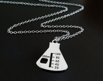 Science Flask Beaker Necklace Chemistry Class Teacher Science Graduation Gift