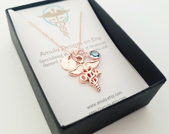 Collier OTA en or rose - Collier d'assistant thérapeute en ergothérapie - Collier OTA personnalisé - Cadeau OTA pour l'obtention du diplôme - cadeau ota