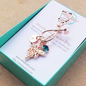 Rose Gold BSN Pin - Rose Gold Bachelor of Science in Nursing Pin - Rose Gold Stethoscope Pin - BSN Pinning Ceremony - BSN Pinning Gift