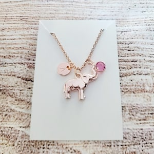 Rose Gold Elephant Necklace - Custom Elephant necklace - Personalized Elephant necklace - Elephant Rose Gold gift - Elephant Jewelry