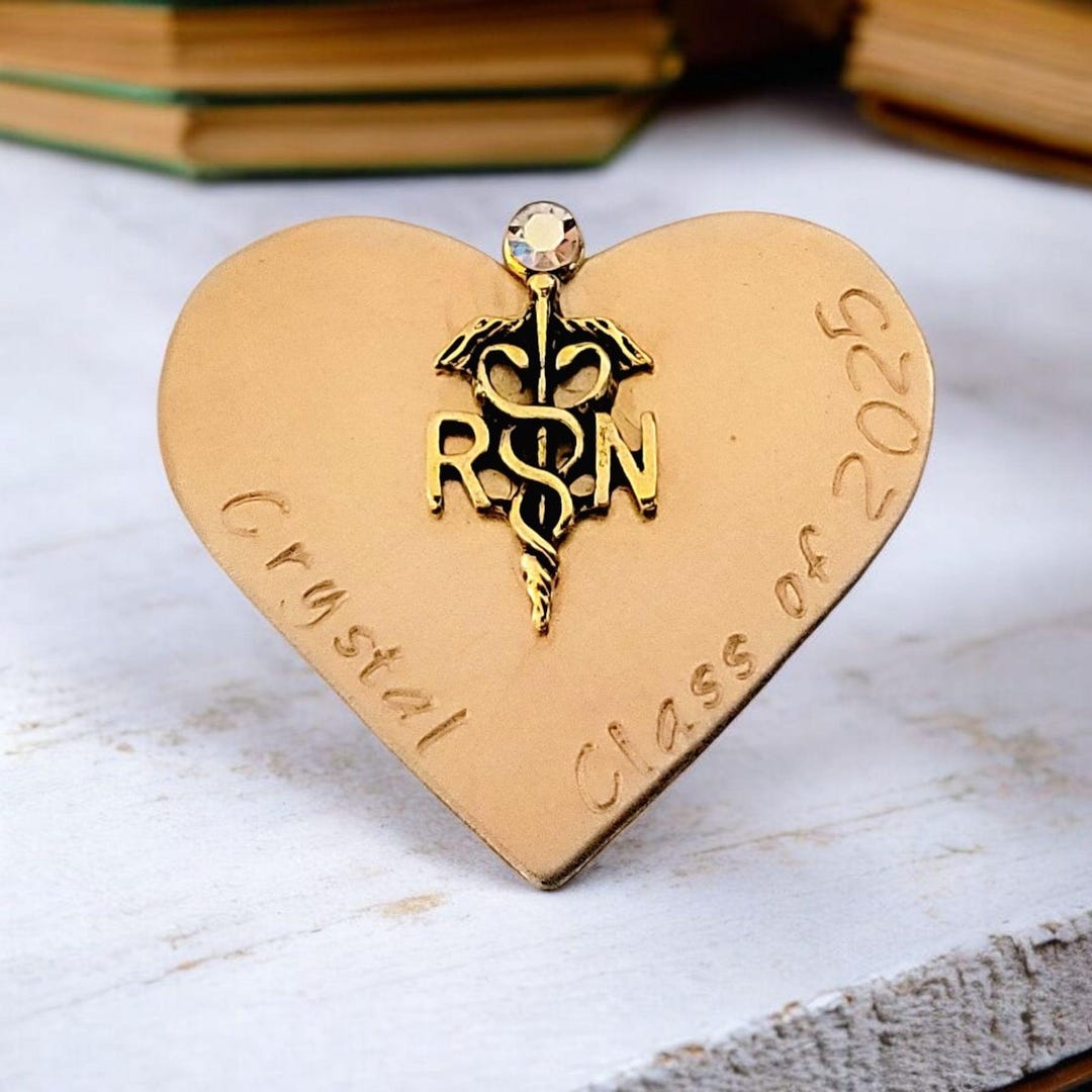 Personalized Bronze Heart RN Graduation Pin – Custom Name & Year ...