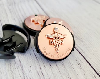 Rose Gold Stethoscope Id Tag-Personalized Stethoscope Tag-Stethoscope Name Tag - Custom-Round Stethoscope Tag - Nurse Stethoscope ID Tag