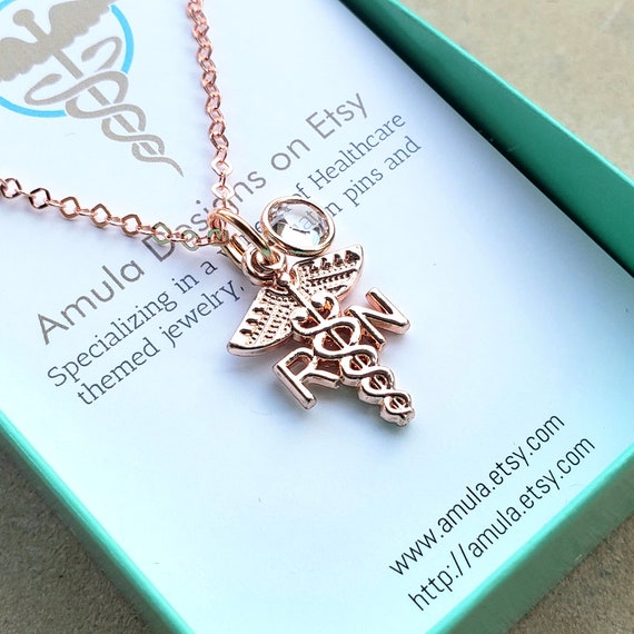 Rose gold shop nurse necklace