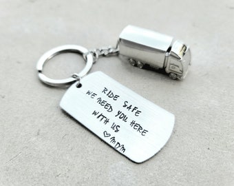 Ride Safe We Need You Here With Us - Mother Son Gift - Trucker Gift - Travel Keychain - Drive Safe Keychain - New Driver Keychain Gift