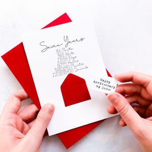 7周年記念カード、2,556日、夫への7回目の結婚記念日カード、7年目の記念日、妻への7回目の結婚記念日カード、
