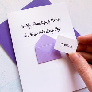 À ma nièce le jour de son mariage, carte de mariage pour soeur, carte pour couple, carte de mariage, carte de félicitations, pour elle