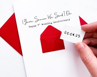 Personalised 1st Wedding Anniversary Card, One Year Gift for Husband, Wife, 1 Year Since I Do, Paper Keepsake