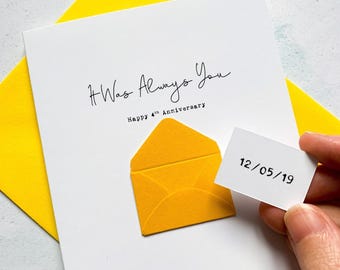 Personalised 4th Anniversary Card: Special Date Envelope