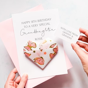Carte d'anniversaire personnalisée pour petite-fille, coeur en origami papillon, cadeau souvenir fait main, pour son anniversaire, à une petite-fille spéciale, âge