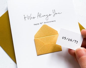 50th Anniversary Card, It Was Always You, Golden Anniversary Gift for Husband Wife, Personalised Romantic Keepsake