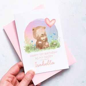 Carte personnalisée 1er anniversaire en tant que papa, carte pour papa, carte pour grand-père, de fille, carte d'anniversaire nouveau papa, nouvelle carte grand-père, ours mignons