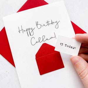 Carte d'anniversaire de 13 ans, 13 ans, personnalisée, tous les noms, carte d'anniversaire pour garçon, jolie carte d'anniversaire, carte faite main, carte 3D, anniversaire de fils
