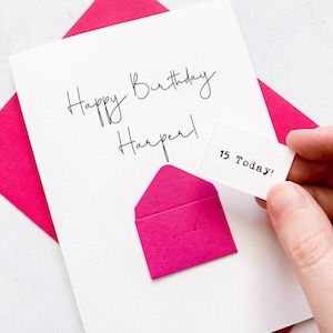 Carte pour 15 ans, 15 ans, personnalisée, n'importe quel nom, carte d'anniversaire pour fille, jolie carte d'anniversaire, faite main, carte 3D, anniversaire fille