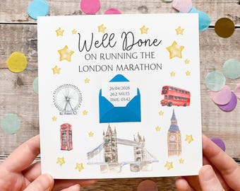 Personalised London Marathon Well Done Card, Personalised Gift For Runner, London Landmarks 2026, World Marathon Majors, Congratulations