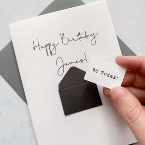 Carte de 50 ans, 50 ans, personnalisée, n'importe quel nom, carte d'anniversaire pour homme, jolie carte d'anniversaire, faite main, carte 3D, anniversaire de mari