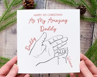 1st Christmas as Daddy Card, Happy First Christmas to My Daddy, Personalised Baby Keepsake Card, Custom Gift For New Dad