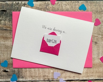 Gender Reveal Card, For Grandparents, For Friends, Boy or Girl, Long Distance Mail Reveal, Baby Gender Announcement Envelope From Doctor